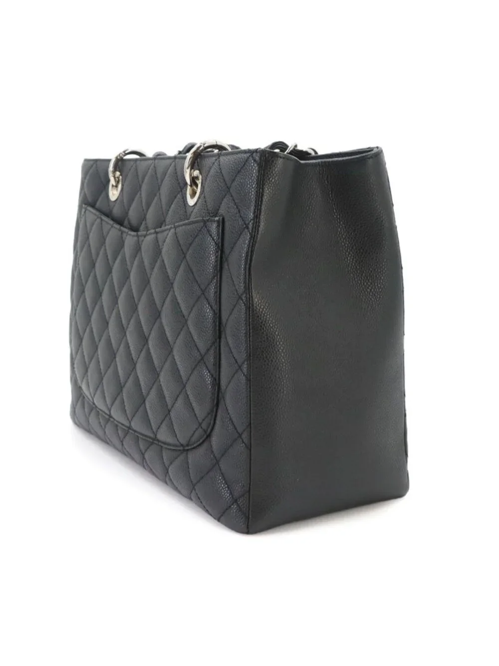 Chanel Quilted Grand Shopping Chain Tote Bag GST Caviar Leather Black